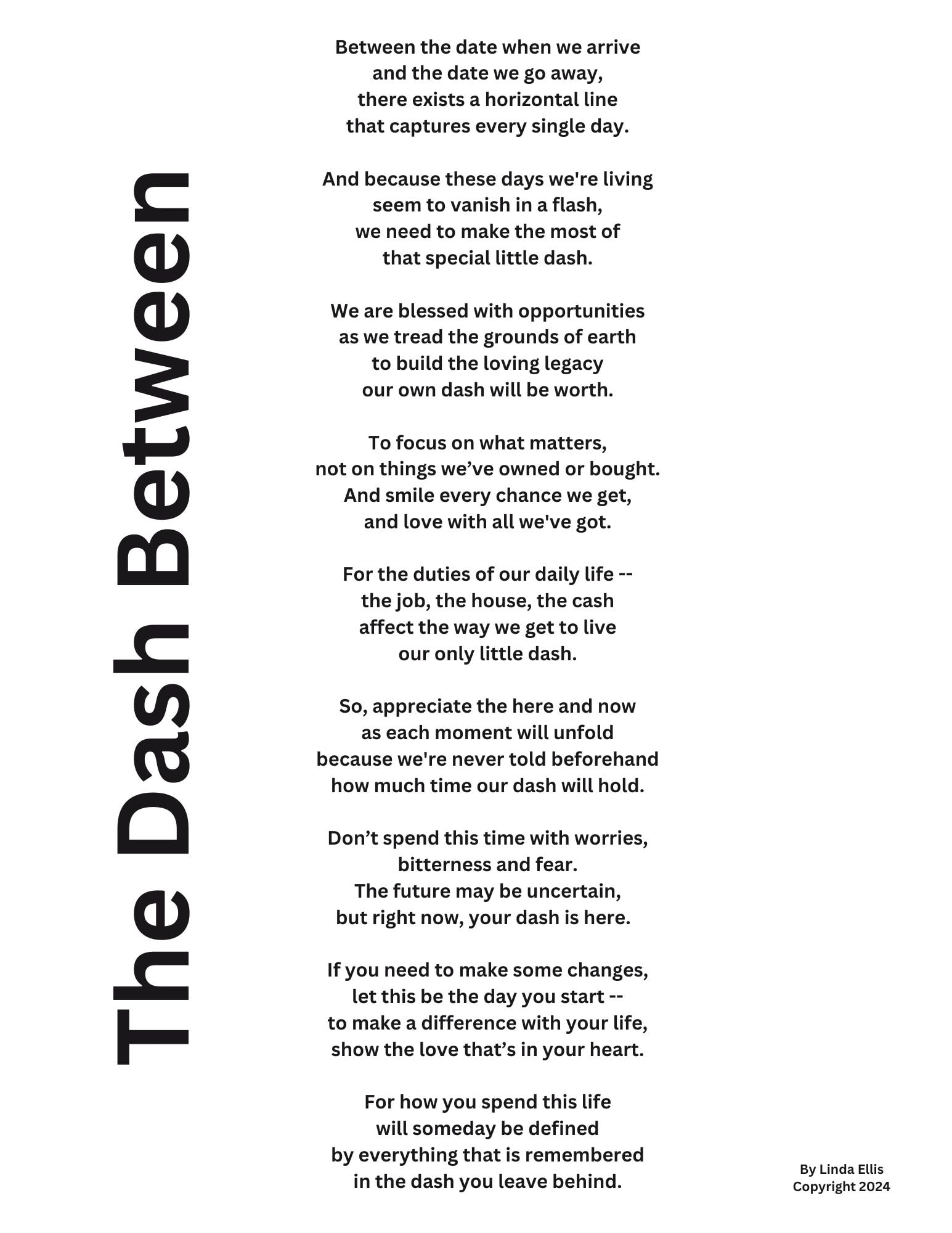 The Dash Between poem no background print download
